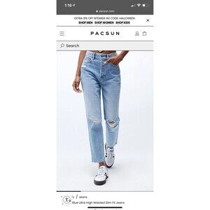 Women’s Pacsun Ultra High Rise Slim Size 31 Stan Blue Vintage Fit